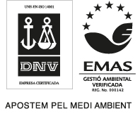 Logos ISO. APOSTEM PEL MEDI AMBIENT. DNV, ISO14.001 i EMAS101142